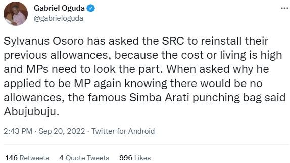 Gabriel oguda gabrieloguda sylvanus osoro has asked the src to reinstall their p