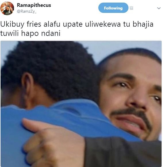 Ramapithecus ramzzy _ following ukibuy fries alafu upate uliwekewa tu bhajia tuw