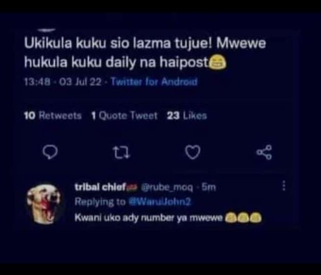 Ukikula kuku sio lazma tujuel mwewe hukula kuku daily na haiposte 13 70 02 jul 2