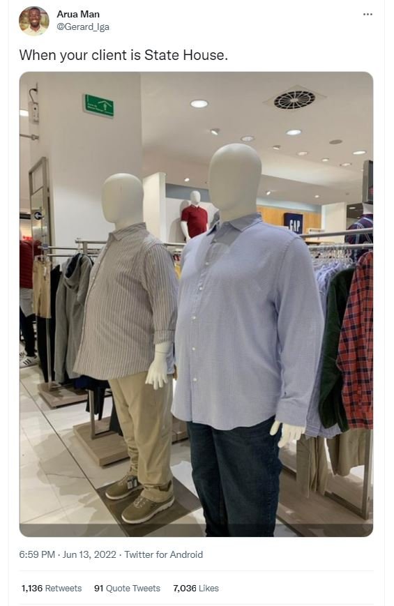 Arua man gerard_iga when your client is state house 6.59 pm jun 13, twitter for