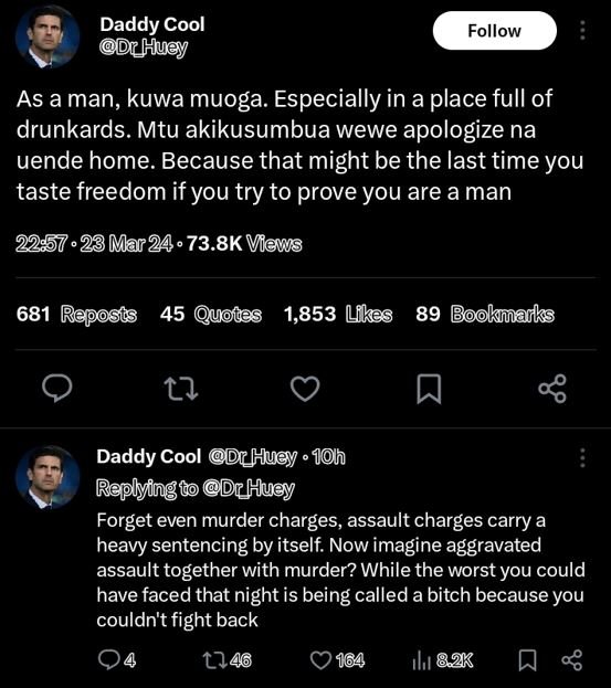 Daddy cool dr_huey follow as a man, kuwa muoga. especially in a place full of dr