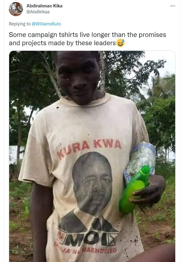 Abdirahman kika abdikikaa replying to williamsruto some campaign tshirts live lo