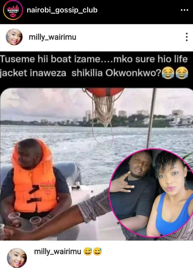 Mairobi nairobi_gossip_club milly_wairimu tuseme hii boat izame mko sure hio lif