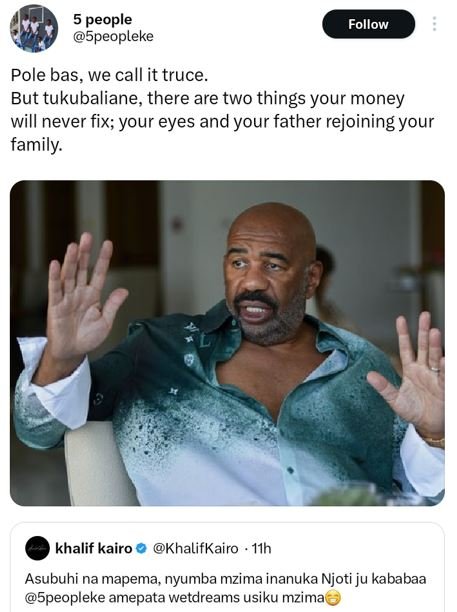 5 people 5peopleke follow pole bas we call it truce but tukubaliane, there are t