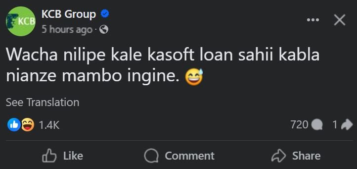 Kca kcb group 5 hours ago wacha nilipe kale kasoft loan sahii kabla nianze mambo