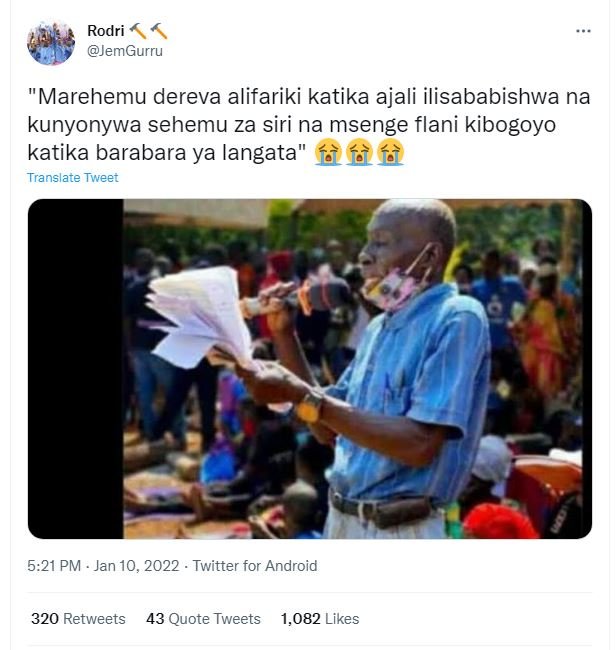 Rodri JemGurru 'Marehemu dereva alifariki katika ajali ilisababishwa na kunyonyw