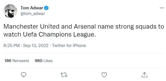 Tom adwar tom_adwar manchester united and arsenal name strong squads to watch ue