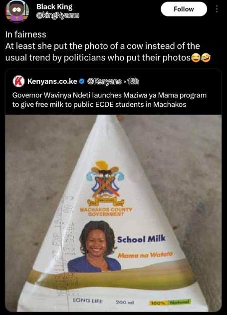Black king kng yan follow in fairness at least she put the photo of a cow instea