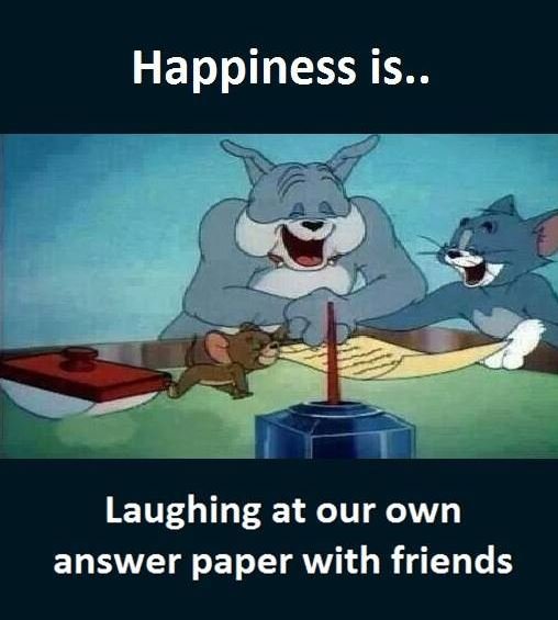Happiness is.. laughing at our own answer paper with friends