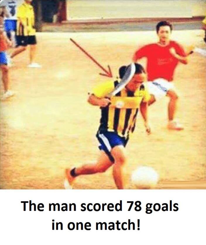The man scored 78 goals in one match!