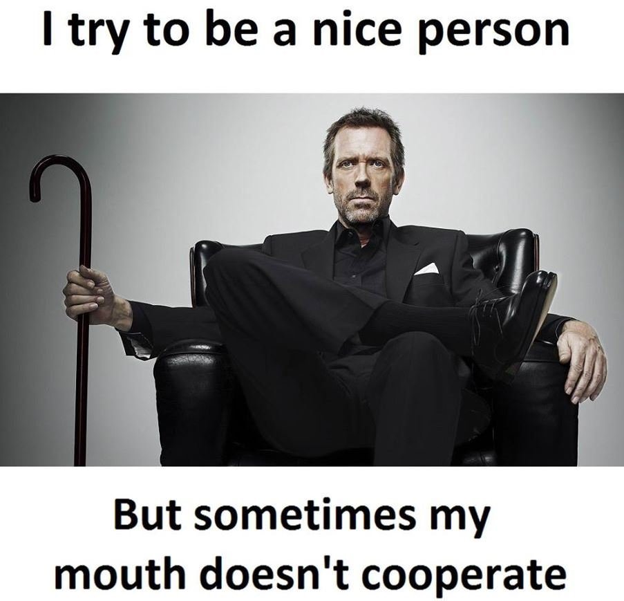 1 try to be a nice person but sometimes my mouth doesn't cooperate
