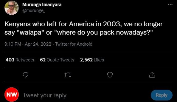 Murunga imanyara murunge kenyans who left for america in , we no longer say wala