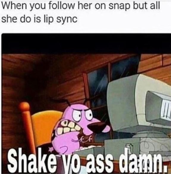 When you follow her on snap but all she do is lip sync shake ass damh