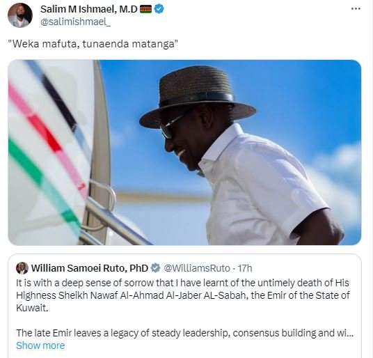 Salim m ishmael, m.d salimishmael_ 'weka mafuta, tunaenda matanga william samoei