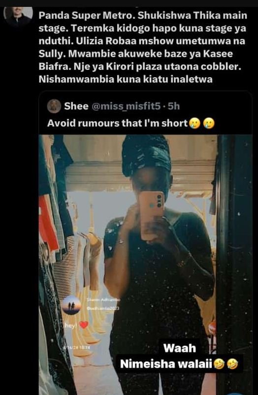 Panda super metro. shukishwa thika main stage. teremka kidogo hapo kuna stage ya