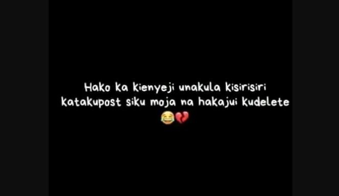 Hako ka kienyeji unakula kisirisir katakupost siku moja na hakajui kudelete