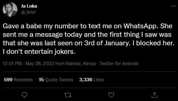 Ja loka _felsi gave a babe my number to text me on whatsapp. she sent me a messa