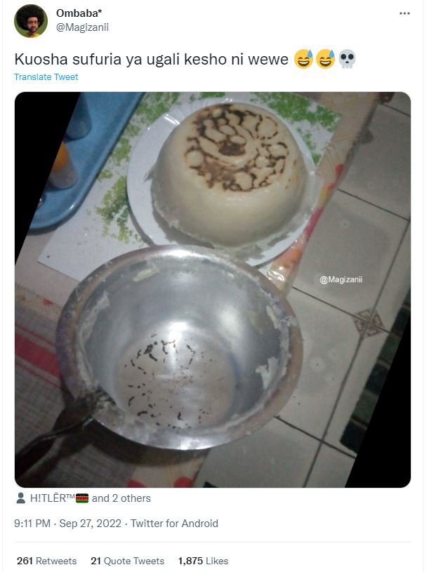 Ombaba magizanii kuosha sufuria ya ugali kesho ni wewe translate tweer magizanii