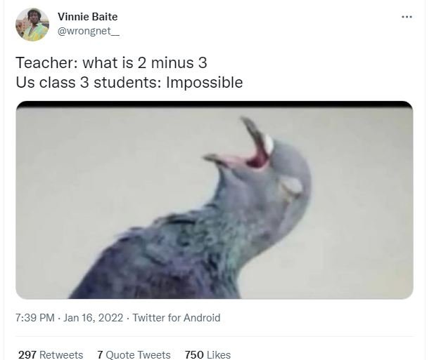 Vinnie Baite wrongnet_ Teacher what is 2 minus 3 Us class 3 students Impossible