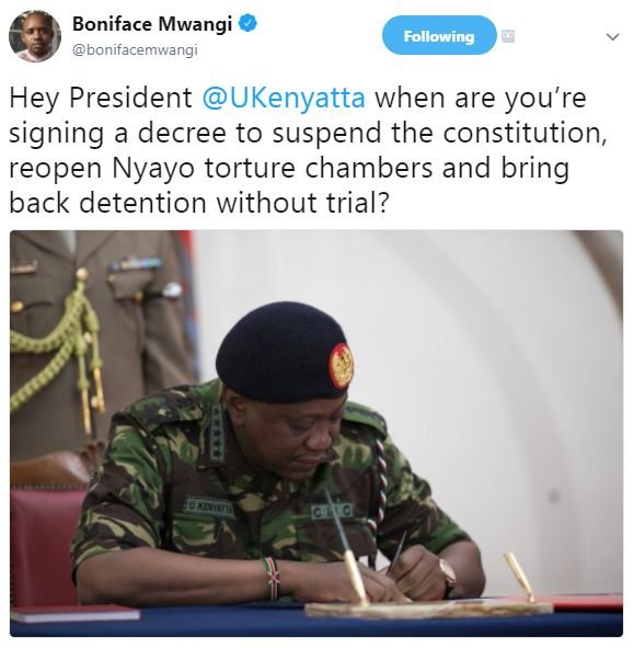 Boniface mwangi bonifacemwangi following hey president ukenyatta when are you' r