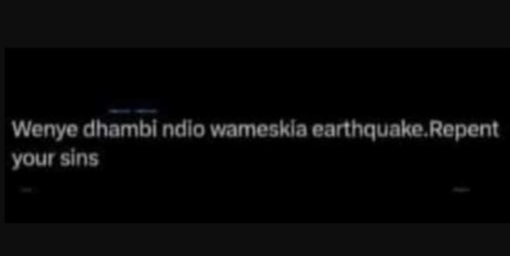 Wenye dhambl ndlo vameskla earthquake repent your sins
