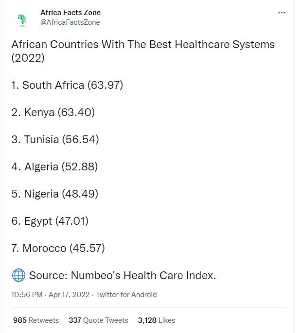 Africa facts zone africafactszone african countries with the best healthcare sys
