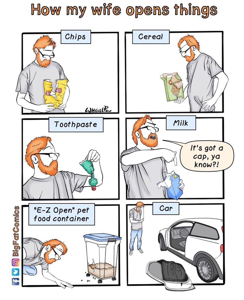 How my wife pens things chips cereal lhesbe toothpaste milk it's got a cap, ya k