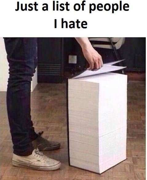 Just a list of people hate