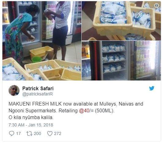 Patrick safari patricksafarir makueni fresh milk now available at mulleys , naiv
