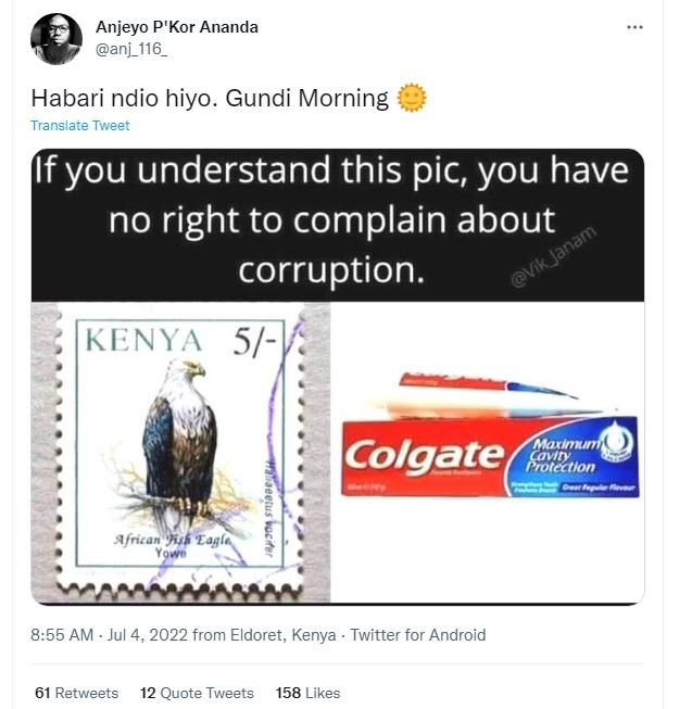 Anjeyo p'kor ananda anj_116 habari ndio hiyo_ gundi morning translare tweer fyou