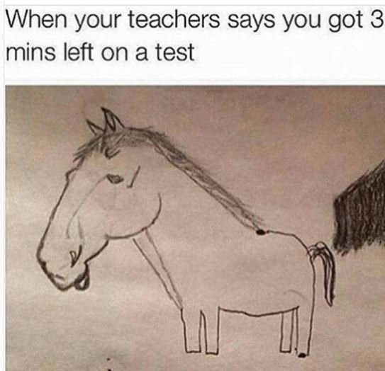 When your teachers says you got 3 mins left on a test