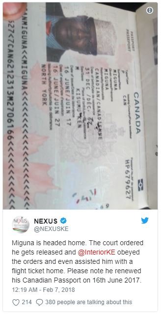 Haler 3 1 h8 9l 1 1 nexus nexuske miguna is headed home he gets released and int