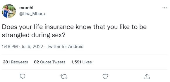 Mumbi tina_mburu does your life insurance know that you like to be strangled dur