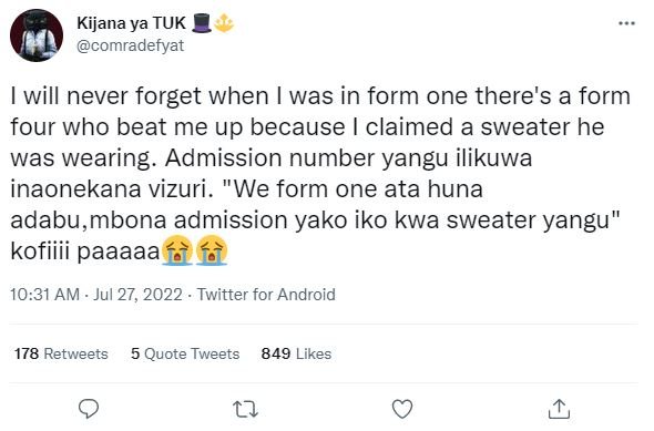 Kijana ya tuk comradefyat will never forget when was in form one there's a form