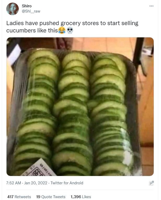 Shiro Shi raw Ladies have pushed grocery stores to start selling cucumbers like