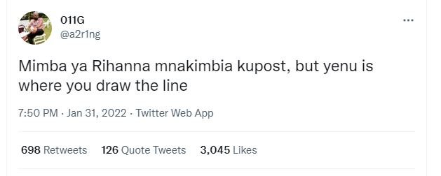 O11G a2rIng Mimba ya Rihanna mnakimbia kupost, but yenu is where you draw the li