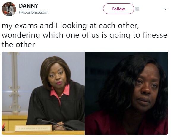 Danny localblackicon follow my exams and looking at each other, wondering which