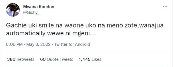 Mwana kondoo gichy _ gachie uki smile na waone uko na meno zote,wanajua automati