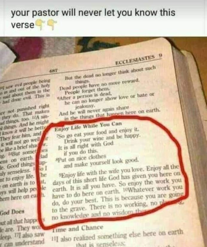 Your pastor will never let you know this verse ecclesisies ahu euch mwker thnink