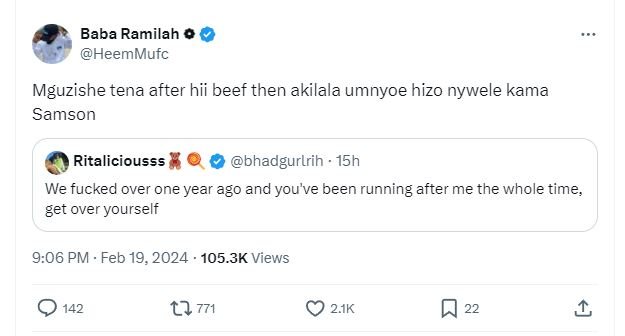Baba ramilah heemmufc mguzishe tena after hii beef then akilala umnyoe hizo nywe