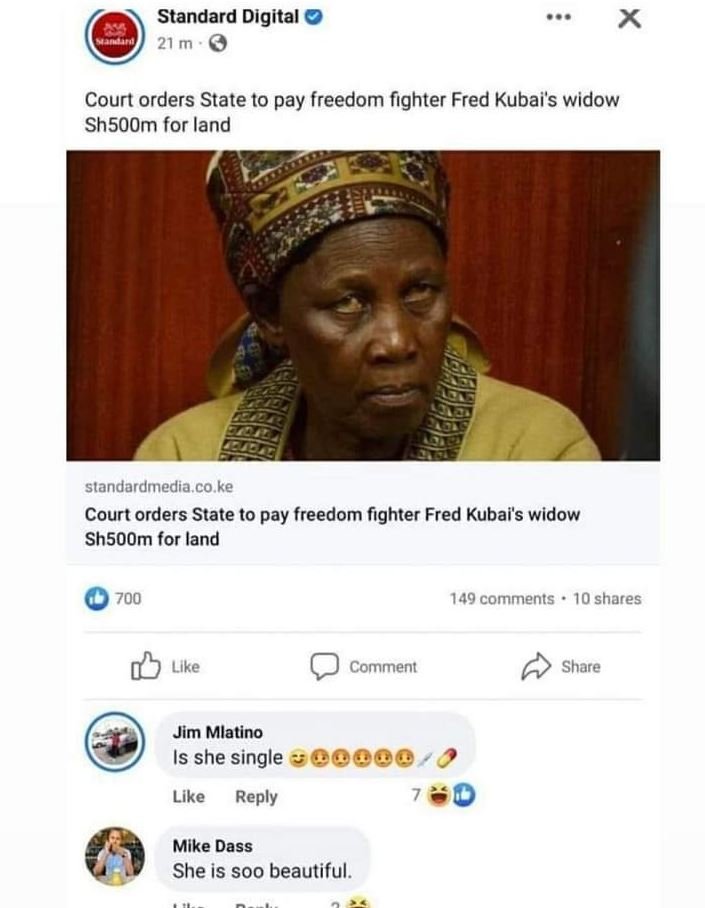 Standard digital 21 m court orders state to pay freedom fighter fred kubai's wid