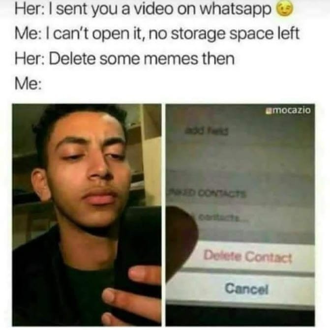 Her sent you a video on whatsapp me i can't open it, no storage space left her d