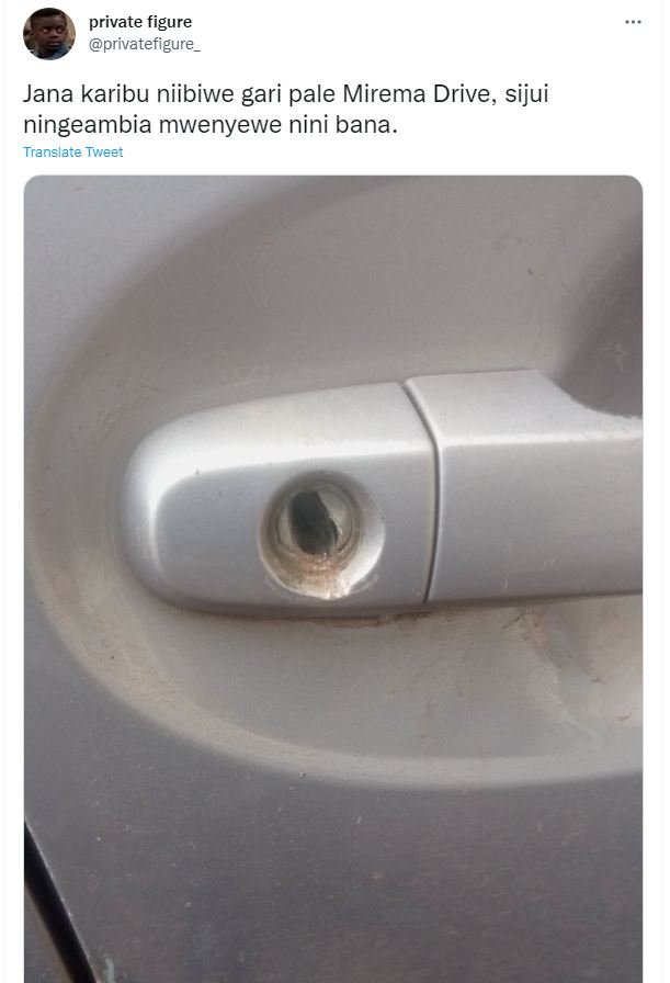 Private figure privatefigure jana karibu niibiwe gari pale mirema drive, sijui n