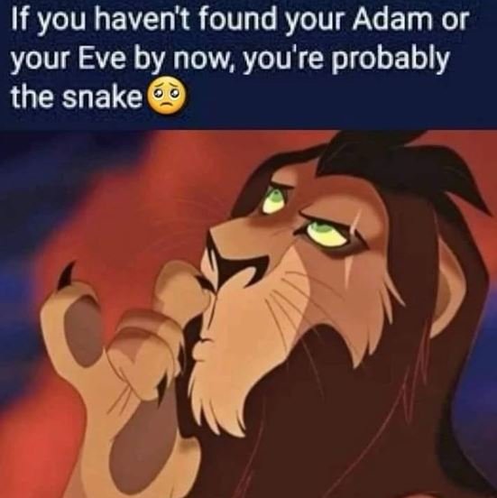 If you haven't found your adam or your eve by now you're probably the snake