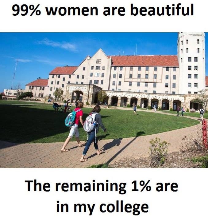 999 women are beautiful the remaining 1 are in my college