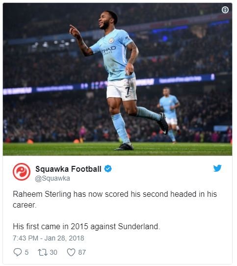 Squawka football squawka raheem sterling has now scored his second headed in his