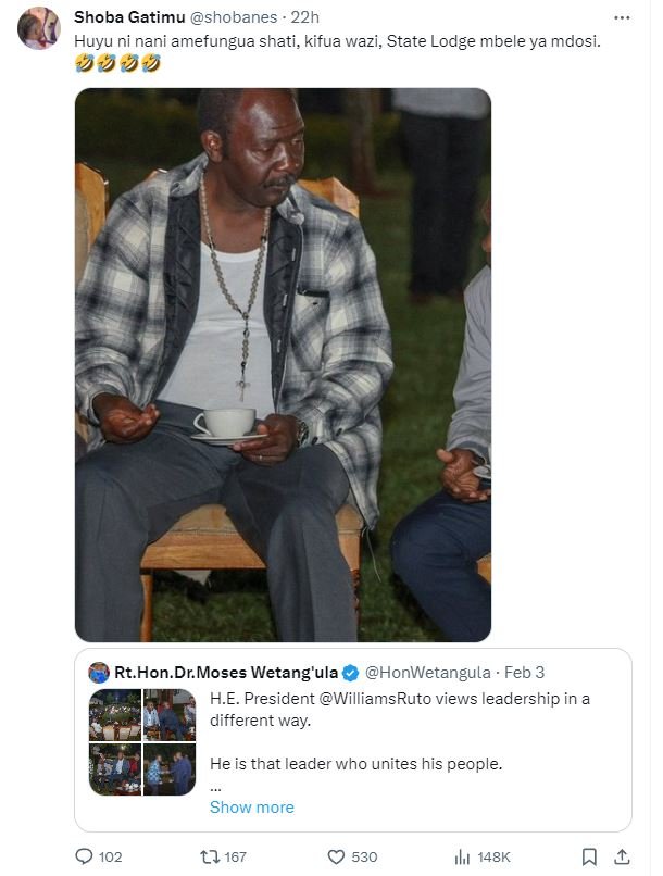 Shoba gatimu shobanes 22h huyu ni nani amefungua shati, kifua wazi, state lodge