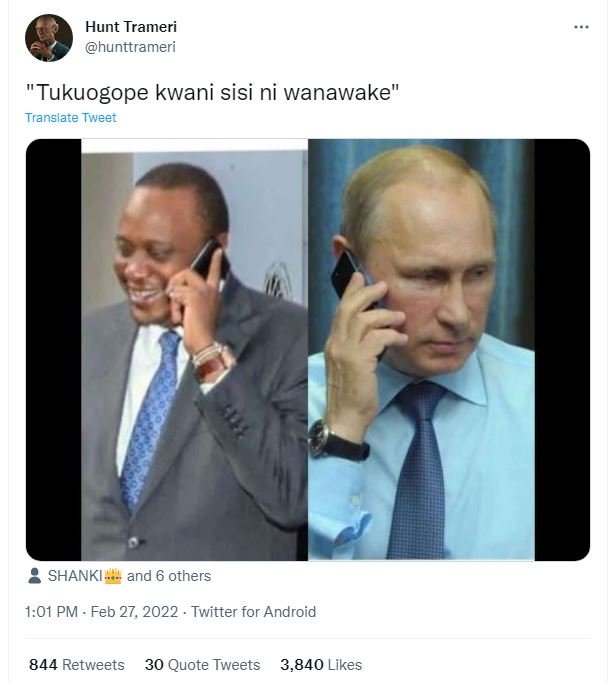 Hunt trameri hunttrameri tukuogope kwani sisi ni wanawake translare tweet shanki