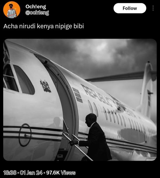 Ochleng pchnilang follow acha nirudi kenya nipige bibi 01 jan 24 97.6k vrews