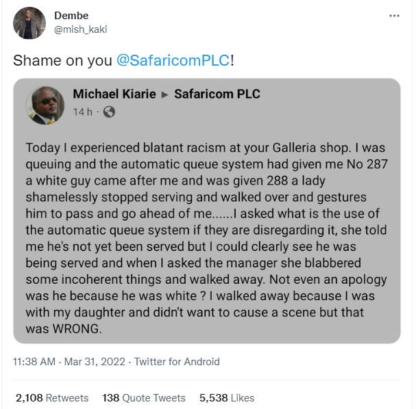 Dembe mish_kaki shame on you safaricomplc! michael kiarie safaricom plc 14 h tod